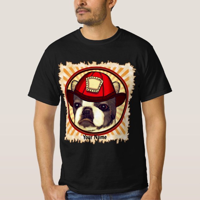 Boston Terrier Firefighter  T-Shirt (Front)