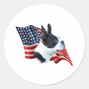 Boston Terrier Flag Classic Round Sticker