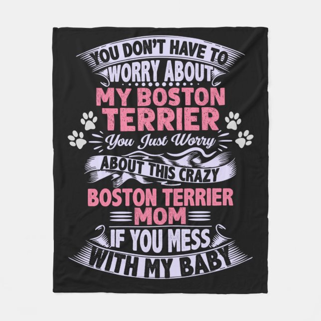 "Boston Terrier" fleece blanket. (Front)
