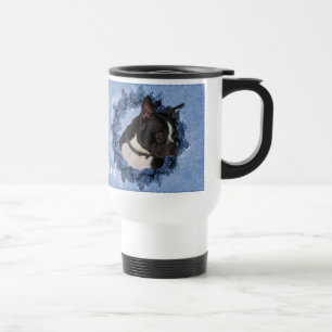 Boston Terrier Floral Wreath Personalised   Travel Mug