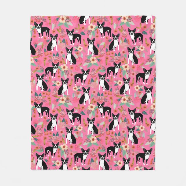 Boston Terrier Florals Blanket (Front)