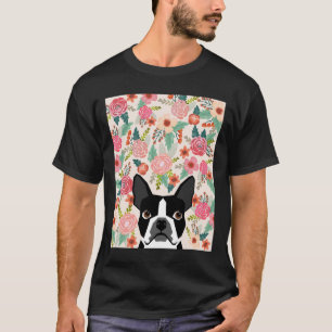 Boston Terrier Florals Pattern Print Flowers Sprin T-Shirt