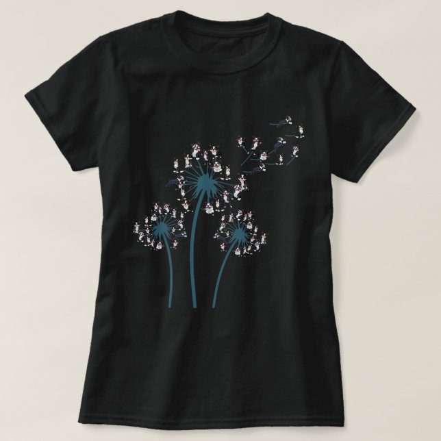 Boston Terrier Flower Fly Dandelion Funny Dog T-Shirt (Design Front)