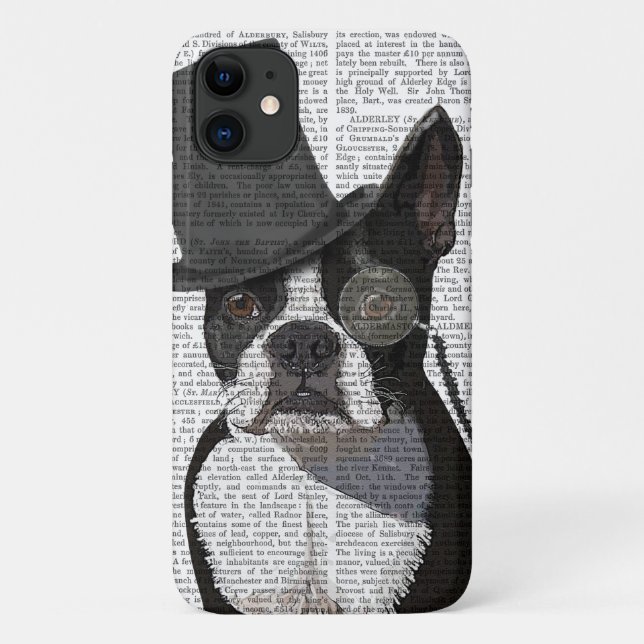 Boston Terrier, Formal Hound and Hat Case-Mate iPhone Case (Back)