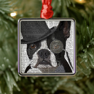 Boston Terrier, Formal Hound and Hat Metal Tree Decoration
