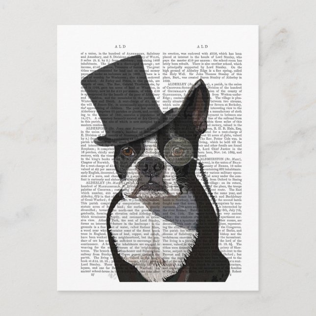 Boston Terrier, Formal Hound and Hat Postcard (Front)