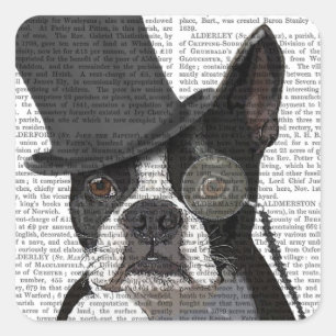 Boston Terrier, Formal Hound and Hat Square Sticker