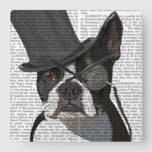 Boston Terrier, Formal Hound and Hat Square Wall Clock