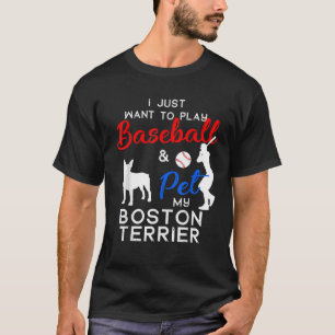Boston Terrier Funny Baseball Dog Owner Lover Xmas T-Shirt