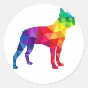 Boston Terrier Gay Pride LGBT LGBTQ Rainbow Flag D Classic Round Sticker