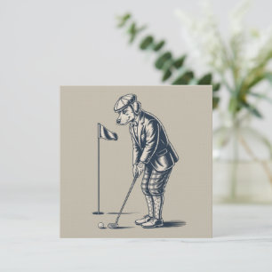 Boston Terrier Golf Vintage Dog Golfing Boston Mum Invitation