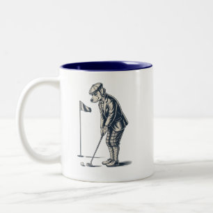 Boston Terrier Golf Vintage Dog Golfing Boston Mum Two-Tone Coffee Mug