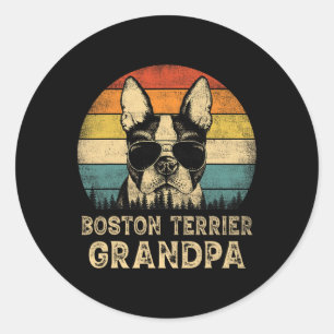 Boston Terrier Grandpa Dog Lovers Father's Day  Classic Round Sticker