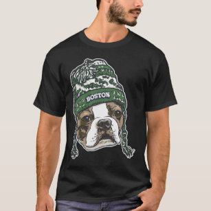 Boston Terrier Green Beanie T-Shirt