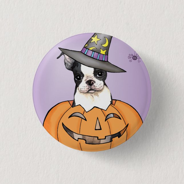 Boston Terrier Halloween 3 Cm Round Badge (Front)