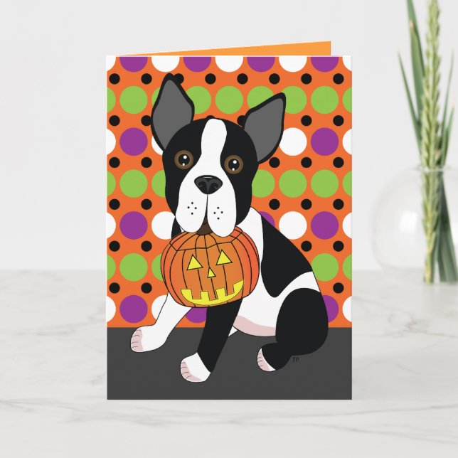 Boston Terrier Halloween Card (Front)