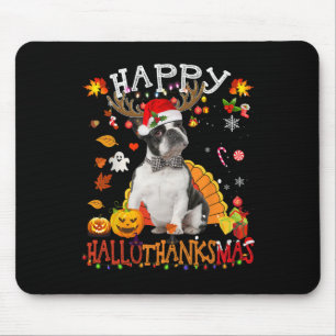 Boston Terrier Halloween Christmas Dog Happy Hallo Mouse Mat
