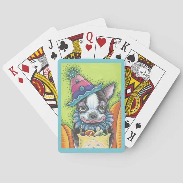 BOSTON TERRIER HALLOWEEN CLOWN, DOG PLAYING CARDS (Back)