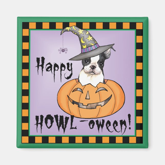Boston Terrier Halloween Magnet (Front)