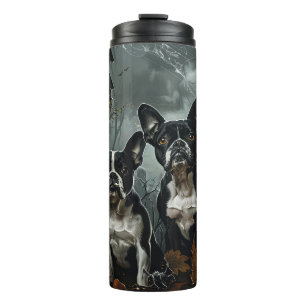 Boston Terrier Halloween Night Doggy Delight Thermal Tumbler