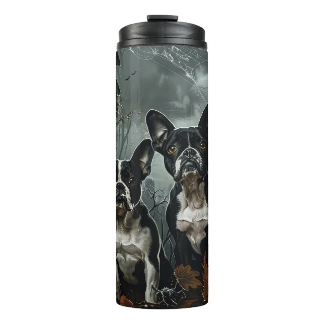Boston Terrier Halloween Night Doggy Delight Thermal Tumbler (Front)