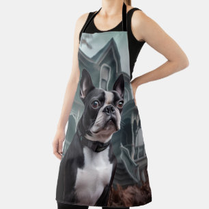 Boston Terrier Halloween Scary Apron