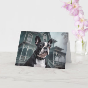 Boston Terrier Halloween Scary Card