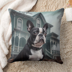 Boston Terrier Halloween Scary Cushion