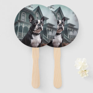 Boston Terrier Halloween Scary Hand Fan