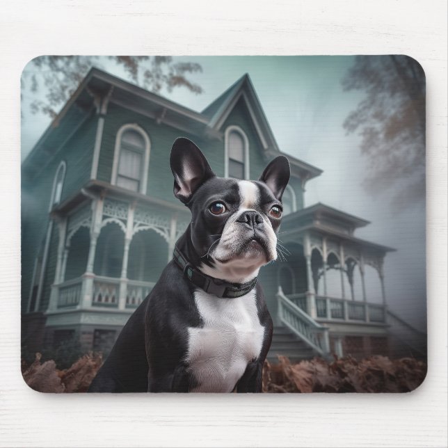 Boston Terrier Halloween Scary Mouse Mat (Front)