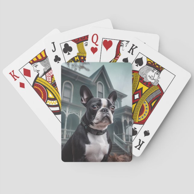 Boston Terrier Halloween Scary Playing Cards (Back)
