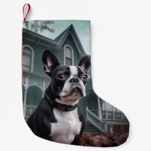 Boston Terrier Halloween Scary Small Christmas Stocking