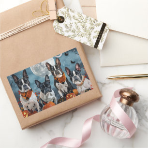 boston terrier Halloween Spooky Rectangular Sticker