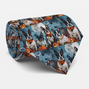 boston terrier Halloween Spooky Tie