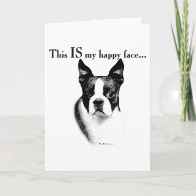 Boston Terrier Happy Face Card (Front)