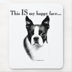 Boston Terrier Happy Face Mouse Mat