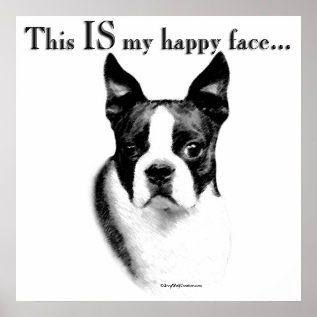 Boston Terrier Happy Face Poster (Front)