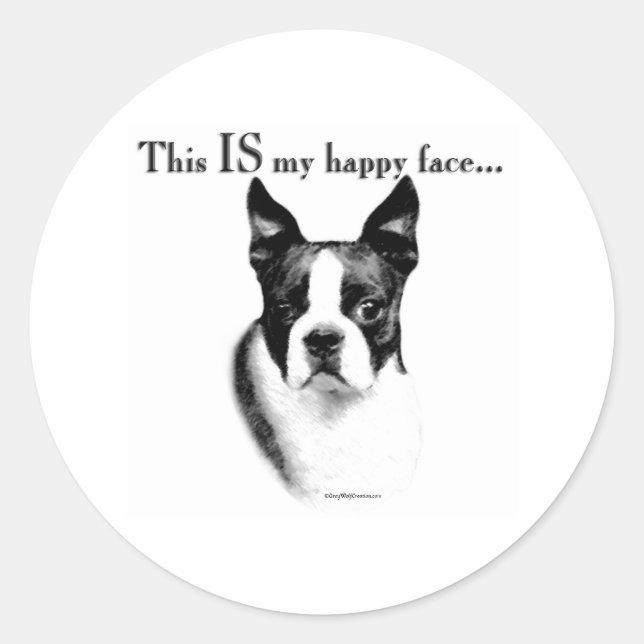Boston Terrier Happy Face - Sticker (Front)