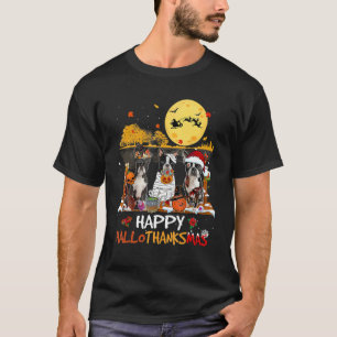 Boston Terrier Happy Hallothanksmas Halloween Than T-Shirt