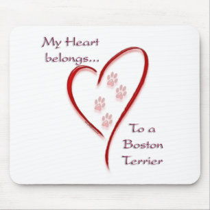 Boston Terrier Heart Belongs Mouse Mat