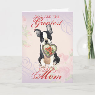 Boston Terrier Heart Mum Card
