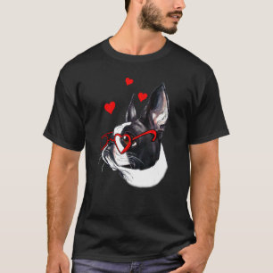 Boston Terrier Heart Sunglasses Valentines Day  Co T-Shirt