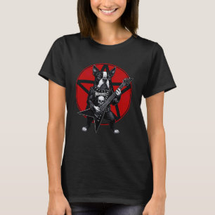 Boston Terrier Heavy Metal Guitar Rock Dog Lover T-Shirt