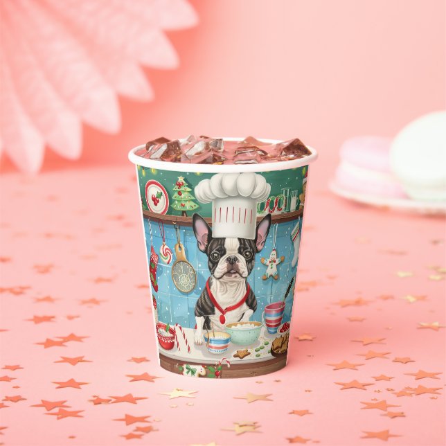Boston Terrier Holiday Baking: Festive Christmas Paper Cups (Insitu)