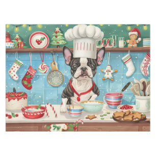 Boston Terrier Holiday Baking: Festive Christmas Tablecloth