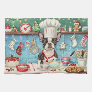 Boston Terrier Holiday Baking: Festive Christmas Tea Towel
