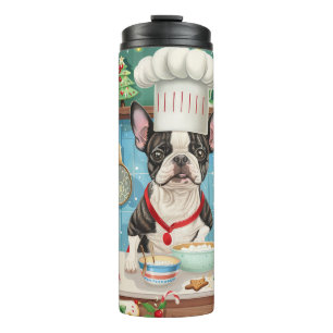 Boston Terrier Holiday Baking: Festive Christmas Thermal Tumbler