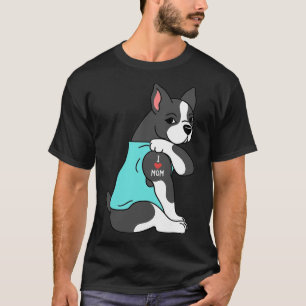 Boston Terrier I Love Mum Tattoo Dog Funny Mother' T-Shirt
