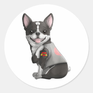 Boston Terrier I Love Mum Tattoo Dog Shirt Mothers Classic Round Sticker