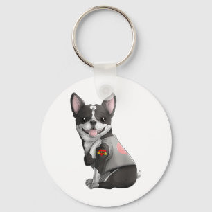 Boston Terrier I Love Mum Tattoo Dog Shirt Mothers Key Ring